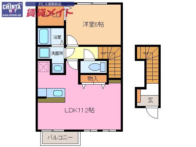 ノーススリー利平治 A棟(1LDK/2階)の間取り写真