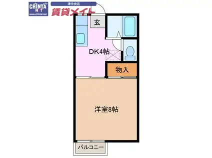 ハイム江戸橋(1DK/1階)の間取り写真