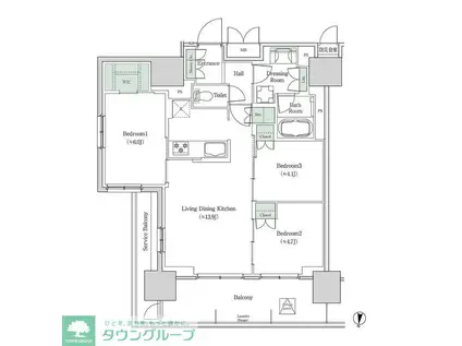 ブルックサイドレジデンス木場(3LDK/9階)の間取り写真