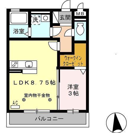 ネオステージ(1LDK/3階)の間取り写真