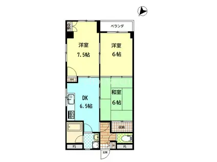 川越マンション(3DK/1階)の間取り写真