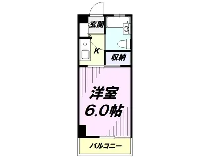 ユーコート国立(1K/4階)の間取り写真