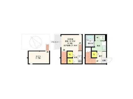 LA FONTE 滝井(1K/1階)の間取り写真