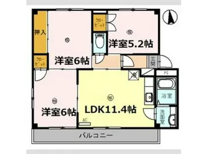 ラフォーレ龍野(3LDK/2階)の間取り写真