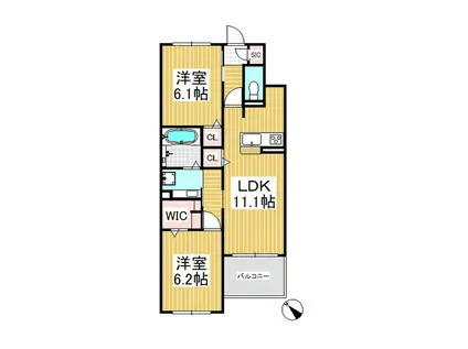 LA VERDURE ASAMA(2LDK/2階)の間取り写真
