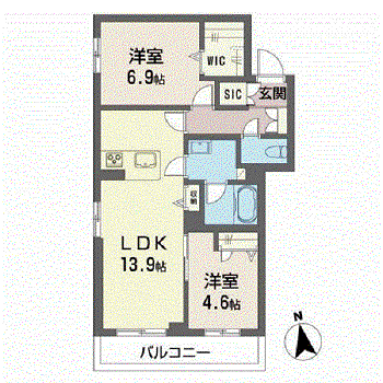 レンヴォール(2LDK/3階)の間取り写真