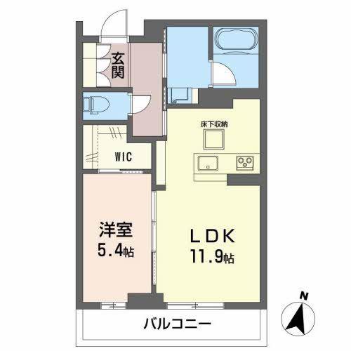 グローレン柏木(1LDK/1階)の間取り写真