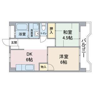 パールハイツ(2DK/4階)の間取り写真