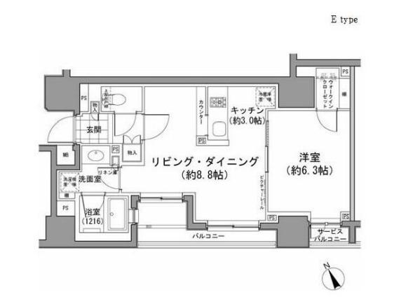 パークハビオ八丁堀(1LDK/10階)の間取り写真