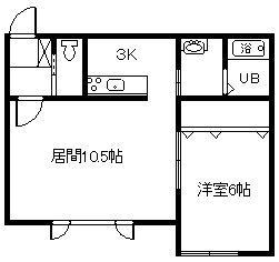 オキザリス(1LDK/2階)の間取り写真