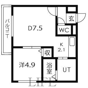 フリーデン(1LDK/2階)の間取り写真