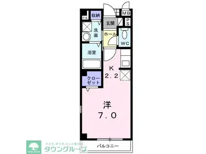 リヴアーサイド・II(ワンルーム/2階)の間取り写真
