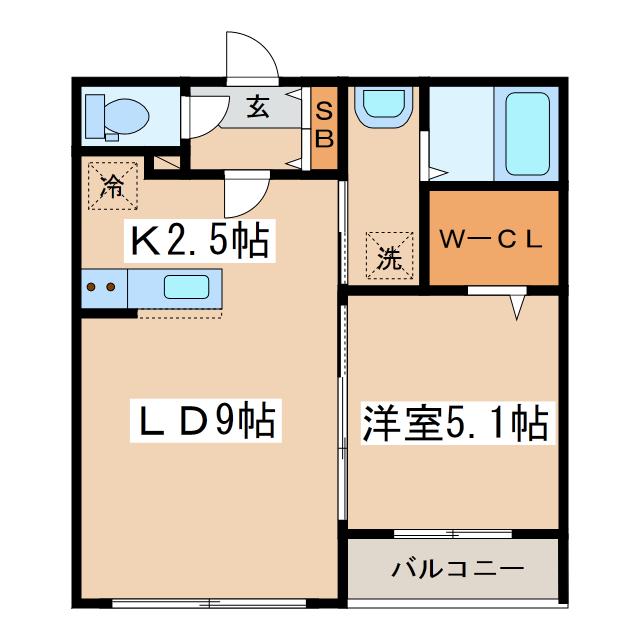 グレイス ティアラ(1LDK/1階)の間取り写真