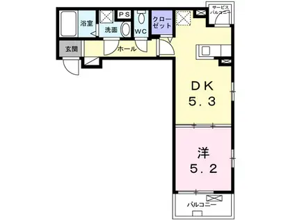 オンブラージュ(1DK/3階)の間取り写真