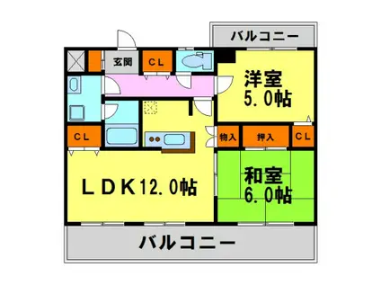 フォリア・グランデ(2LDK/2階)の間取り写真