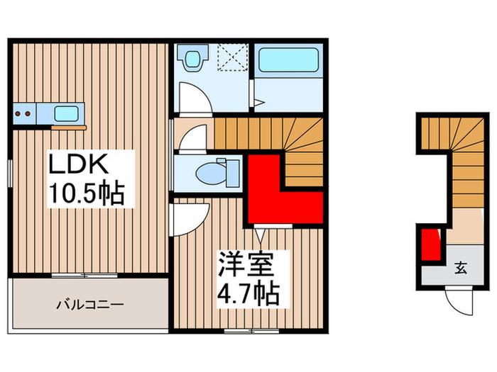 リーブルファイン吉川保(1LDK/2階)の間取り写真
