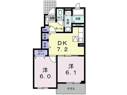 フィオーレライツ早鈴 II(2DK/1階)の間取り写真