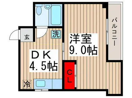 第1田中マンション(1DK/4階)の間取り写真