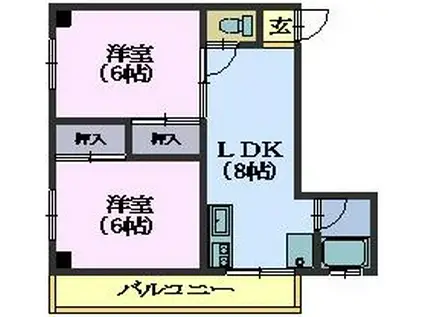 さつきビル(2LDK/4階)の間取り写真