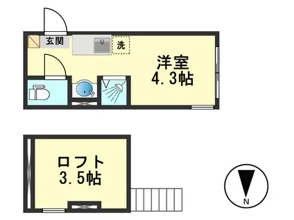ハーモニーテラス小岩ウエストII(ワンルーム/2階)の間取り写真