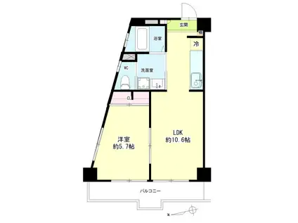 第91新井ビル(1LDK/5階)の間取り写真