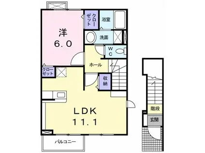 フェリーチェ 202(1LDK/2階)の間取り写真