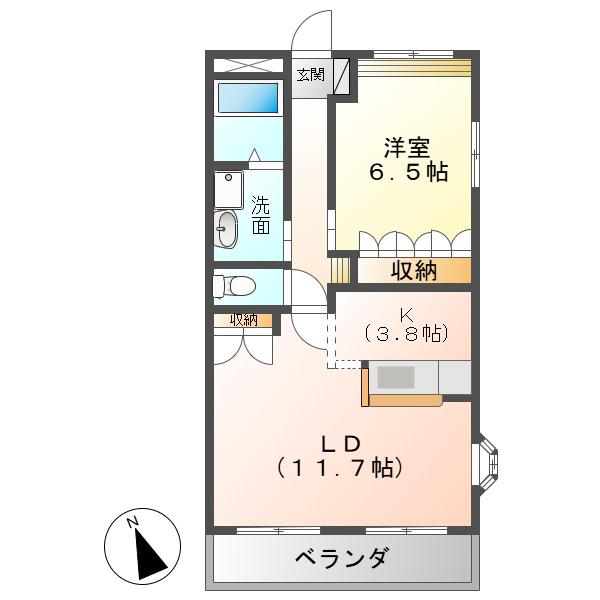 ステラマリス(1LDK/2階)の間取り写真