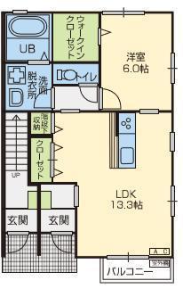 LUCIA鬼柳 A(1LDK/1階)の間取り写真
