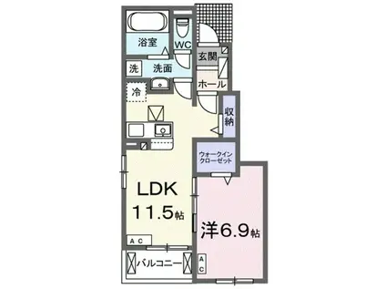 ル シエル(1LDK/1階)の間取り写真