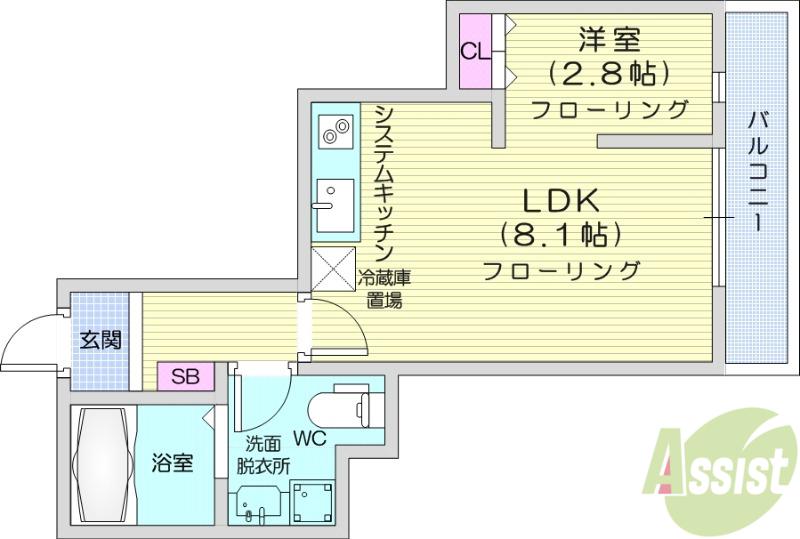 CRESCENT 台原(1LDK/1階)の間取り写真