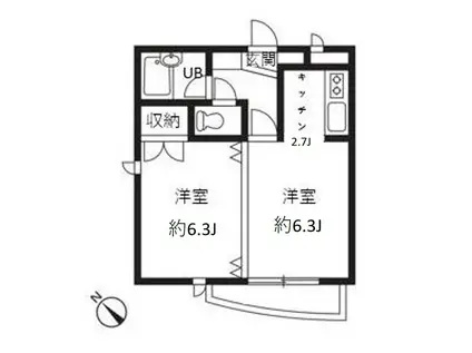 アレイYU(1LDK/1階)の間取り写真
