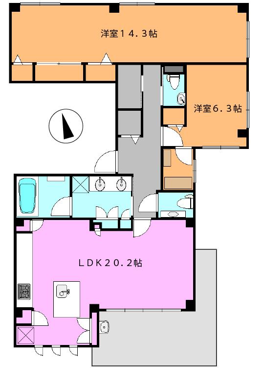 カサ・モンテ(2SLDK/5階)の間取り写真