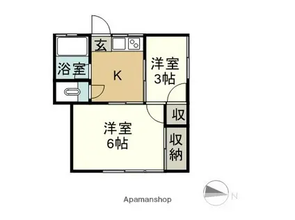 福美荘(2K/1階)の間取り写真