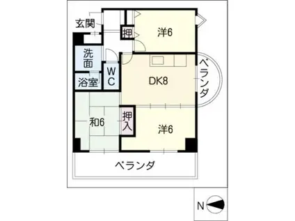ユーノ・アルベーロ(3DK/4階)の間取り写真