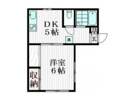 若林ビル(1DK/2階)の間取り写真