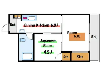 土清ビル(2DK/3階)の間取り写真