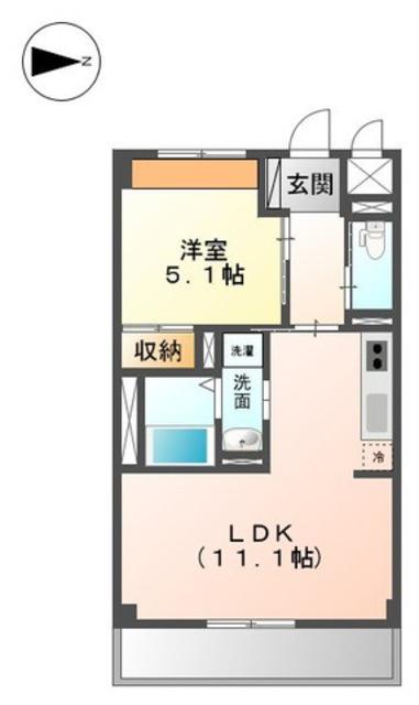 ユニヴァリィセントラルコート長居(1LDK/1階)の間取り写真