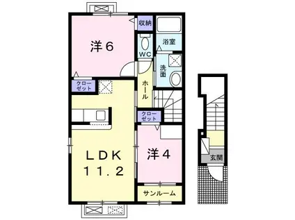 メルディア B(2LDK/2階)の間取り写真
