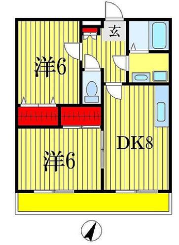 パナタウン白旗 I(2DK/1階)の間取り写真