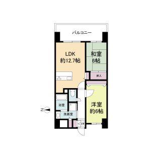 LA DOUCEUR山王(2LDK/6階)の間取り写真