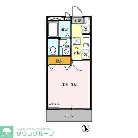 ブランシェ鷹の台(1K/1階)の間取り写真