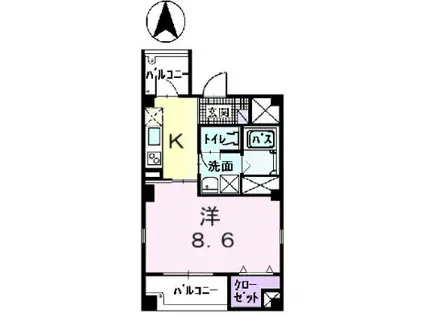 ステュディオ入江(1K/2階)の間取り写真