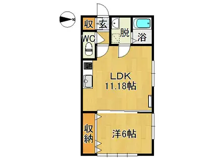 ピュアハウス(1LDK/2階)の間取り写真