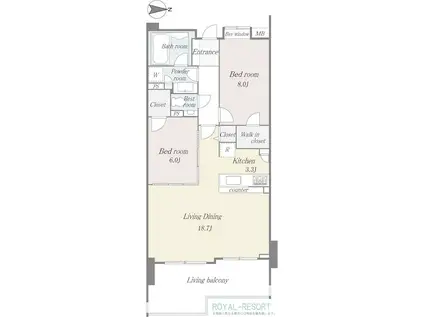 レーベンリゾシア軽井沢(2LDK/1階)の間取り写真