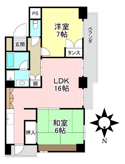 ヴィラ・マルシェ(2LDK/2階)の間取り写真