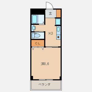 プレステージ和F(1K/3階)の間取り写真