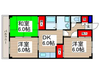 グロリー凰(3DK/2階)の間取り写真