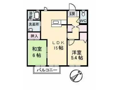 シャーメゾン長府黒門(2LDK/1階)の間取り写真