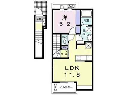 ルピエ中島(1LDK/2階)の間取り写真