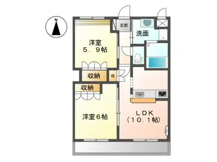 ラビエールII(2LDK/2階)の間取り写真